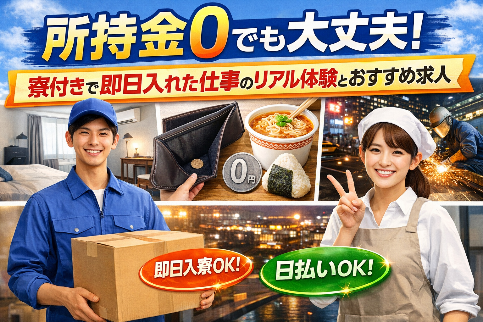 💼所持金0でも大丈夫💰寮付きで即日入れた仕事のリアル体験とおすすめ求人